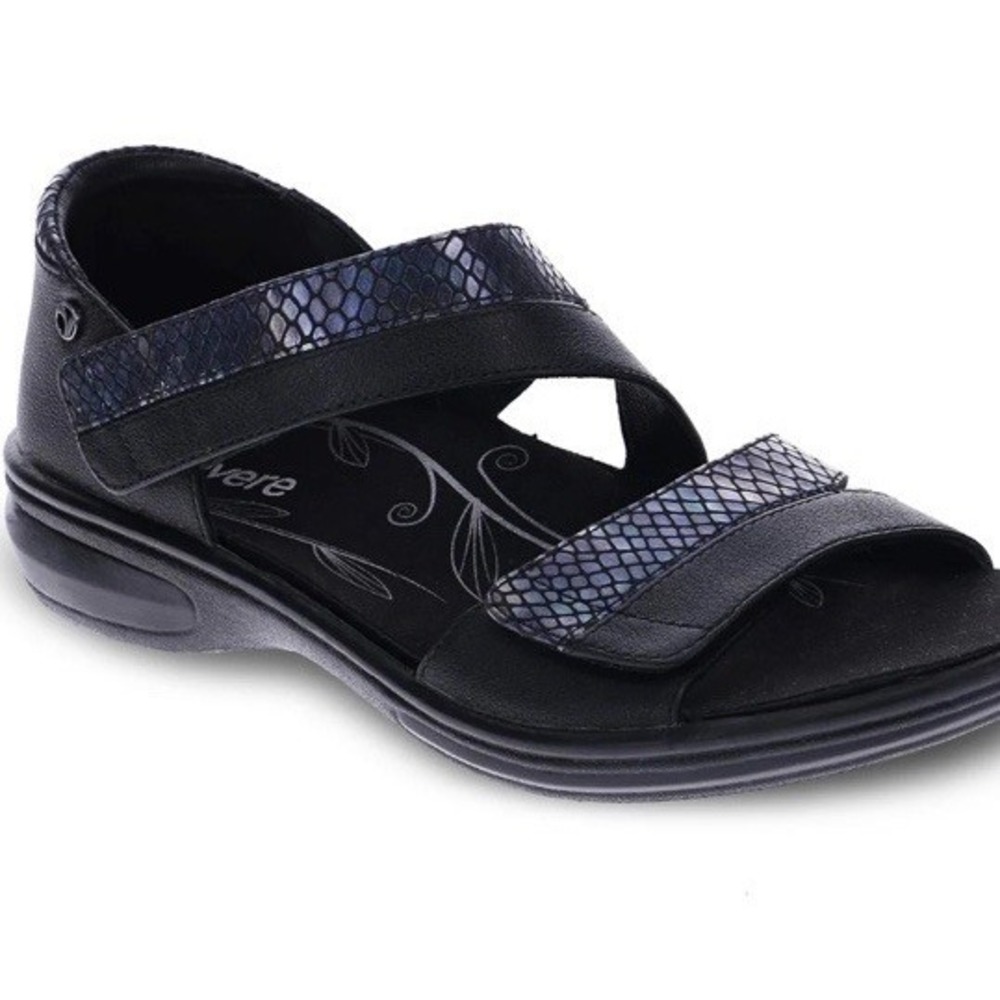 (b5/10)Revere Mauritius Adjustable  StrapsBlack Comfort Orthopedic Sandal Size10